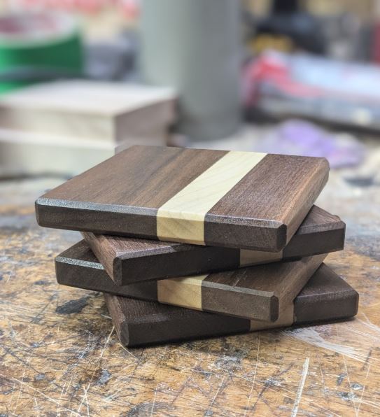 Handcrafted Walnut & Popular Coasters (set of 4)