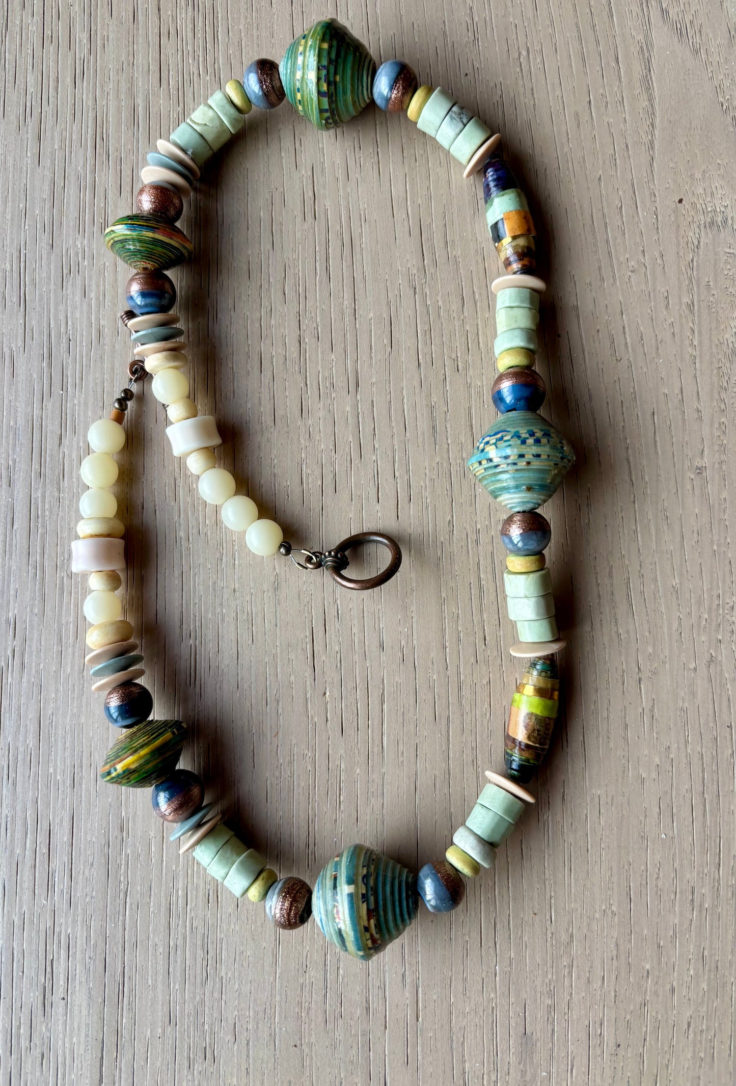 Genuine Yellow Turquoise and Large Handmade Beaded Necklace