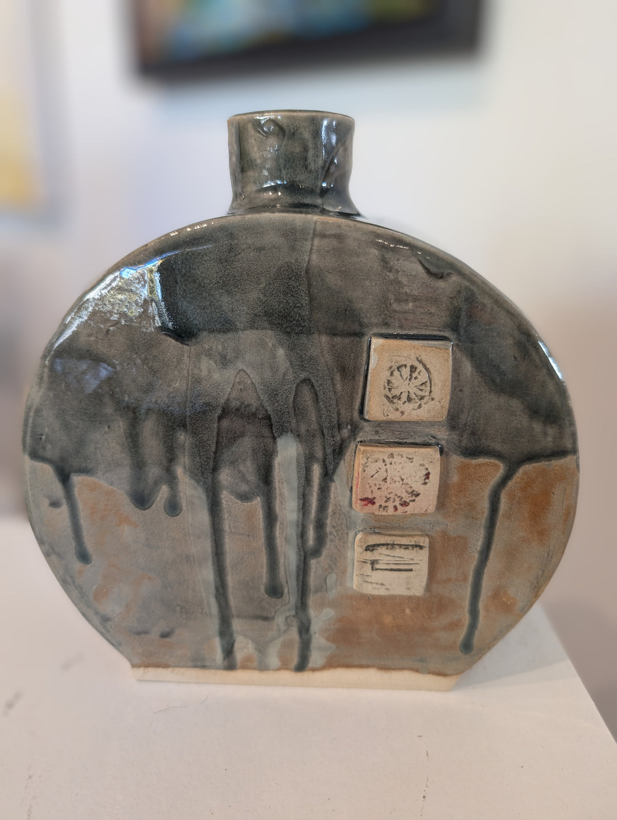 Large Round Stoneware Bottle/Vase
