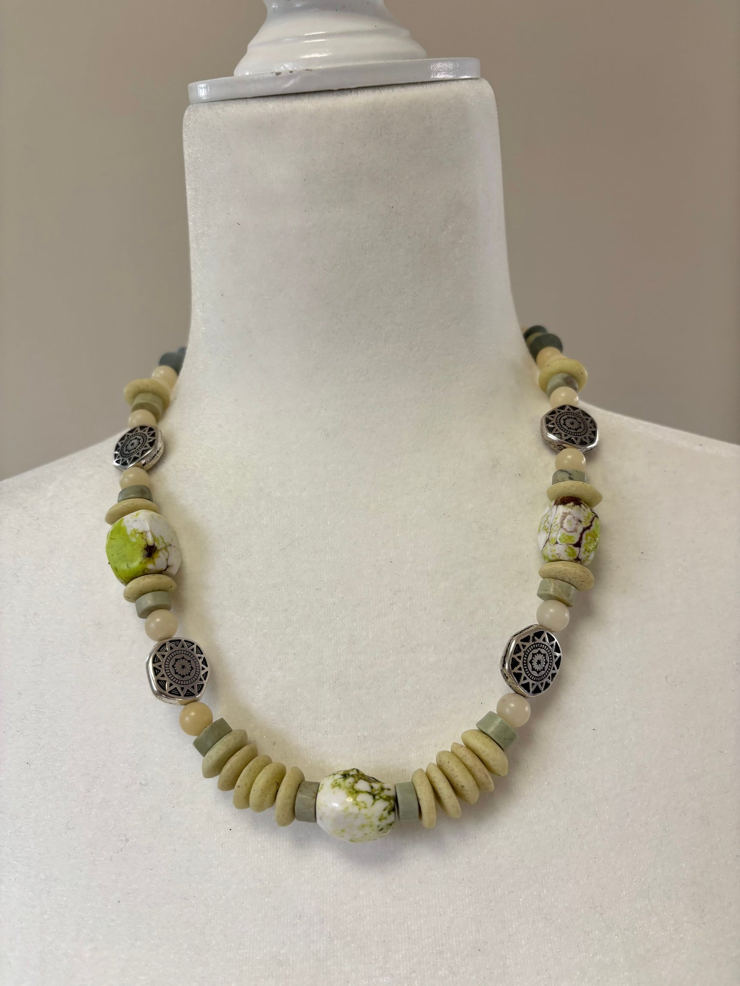 Sedona Star Silver Beads Yellow Turquoise Necklace_200
