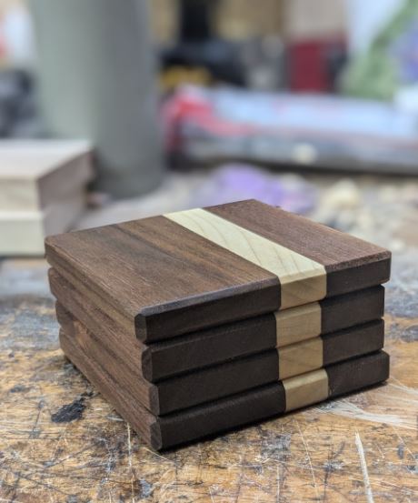 Handcrafted Walnut & Popular Coasters (set of 4)