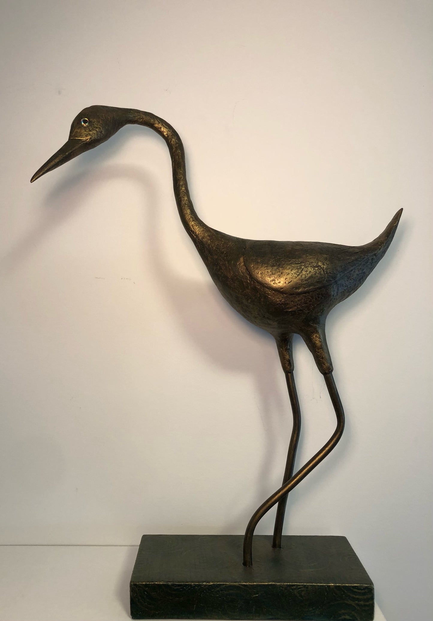 Tall Bronze Crane