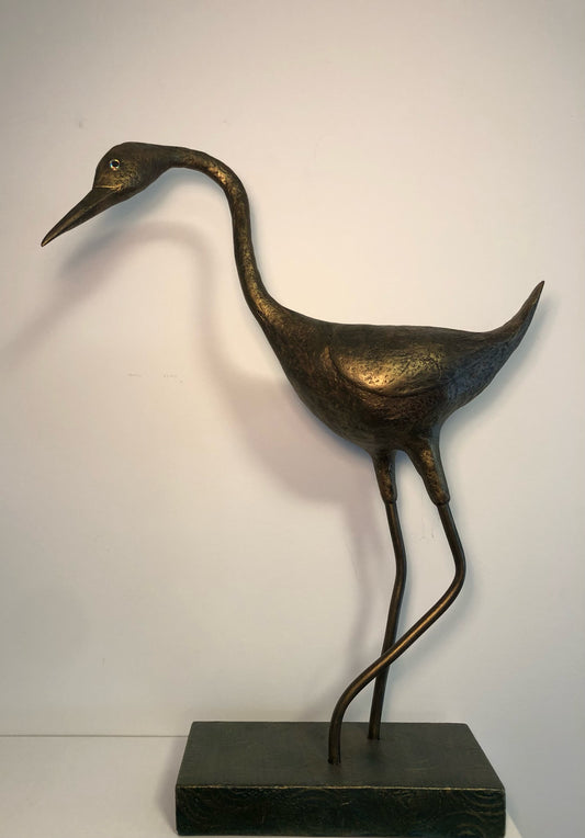 Tall Bronze Crane