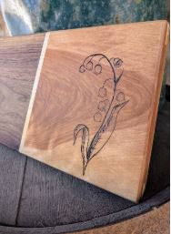 Handcrafted Wooden Cutting Board with Pyrography Design