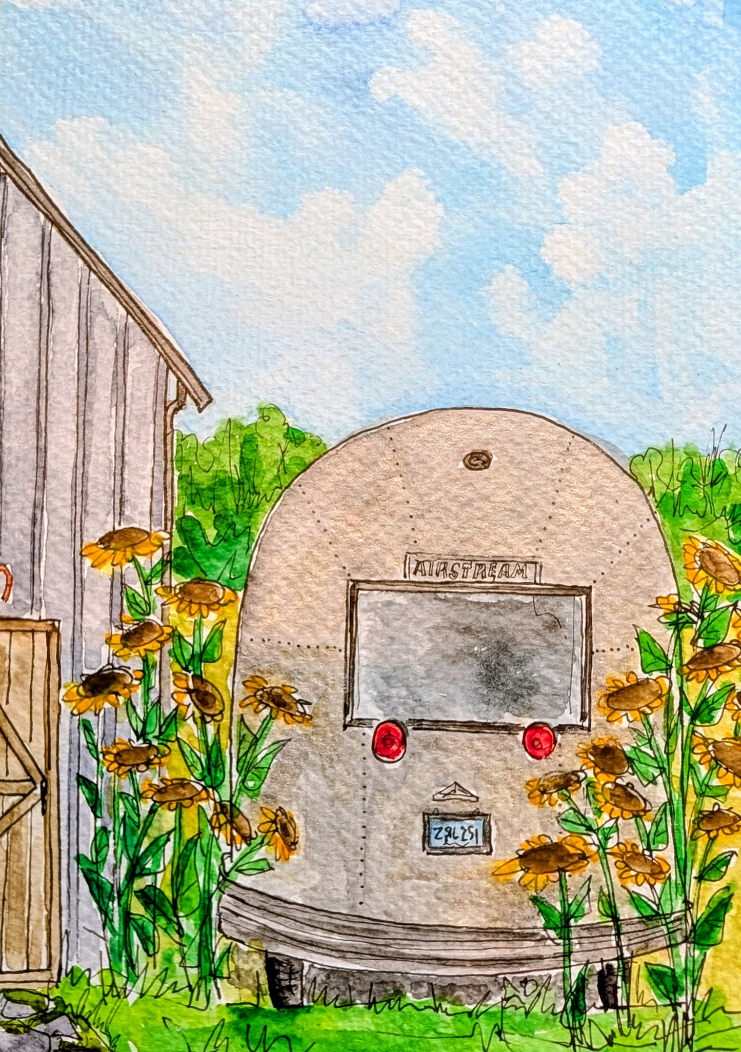 Airstream in Sunflowers