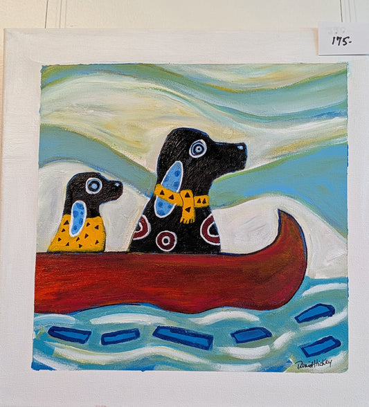 Dad and Son in a Canoe