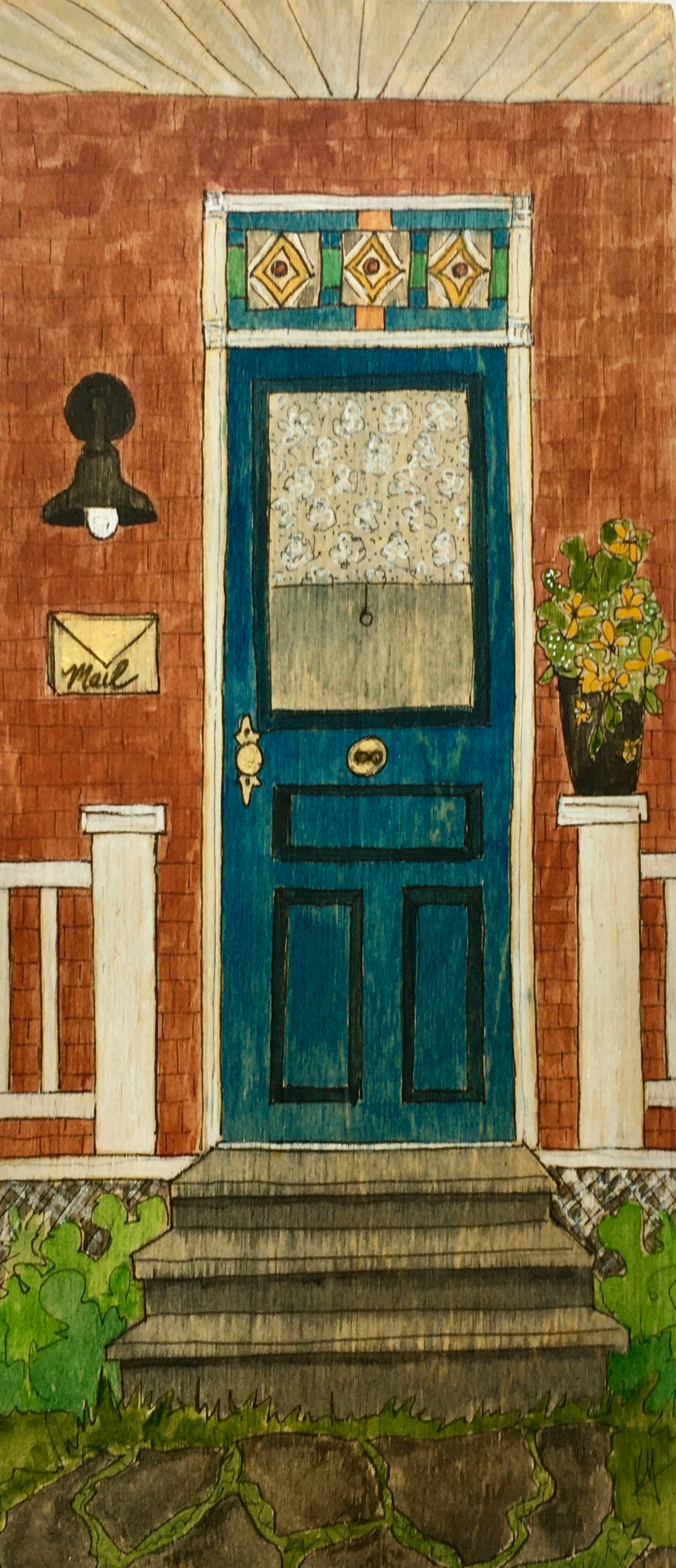 Blue Door and Lace Curtains