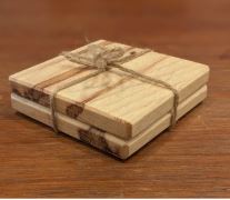 Handcrafted Hickory Coasters with Heartwood Streaks (Set of Two)
