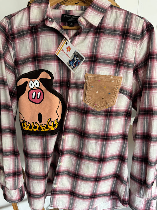 Wearable Art Burgundy Plaid Shirt
