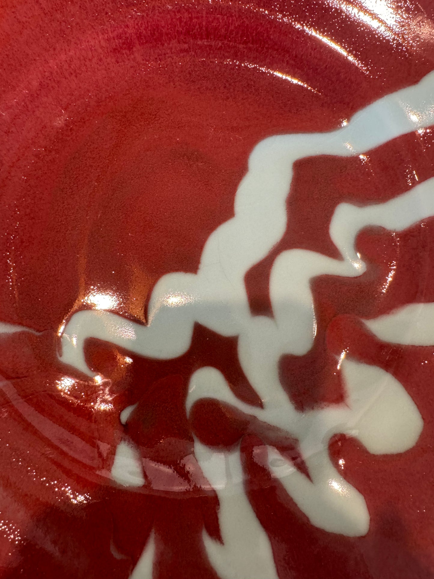 Platter: Deep Red and Robin Egg Blue Swirls
