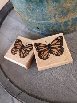 Handcrafted Maple Coasters with Butterfly Pyrography Design (set of two)